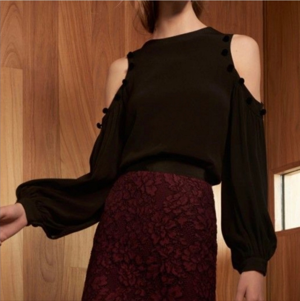 Alexis Erica black cold shoulder blouse S